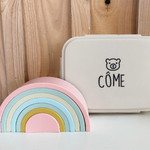 box repas ourson prénom beige en paille de blé