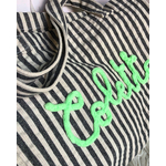 sac de plage rayures marine avec prénom vert mint