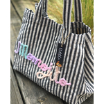 sac week-end en coton lin rayé texte tie & dye