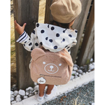 cartable écolier en tissu teddy forme ours oreilles et porte clef prénom