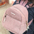 cartable rose pour fille en velours liens blanc perles dorées prénom
