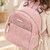cartable rose pour fille en velours liens blanc perles dorées prénom
