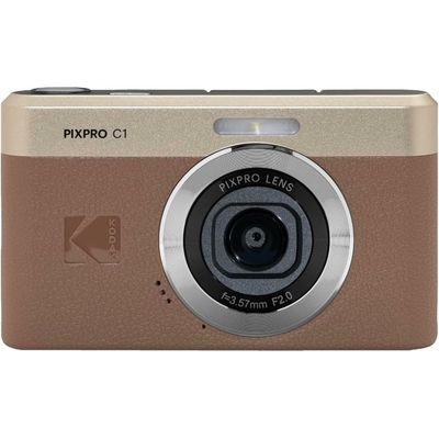 Kodak Pixpro C1 appareil photo compact rétro vu de face avec objectif et bouton déclencheur