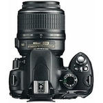 Nikon D60 reflex numérique noir avec objectif AF-S DX NIKKOR 18-55mm f3.5-5.6G VR (kit), vue de dessus