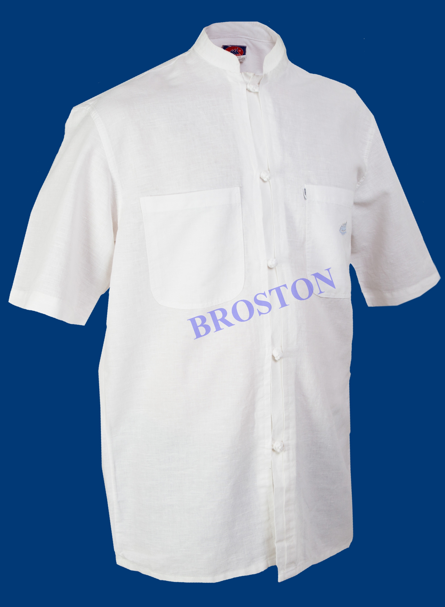 CHEMISE BLANCHE LIN BOUTONS CHINOIS