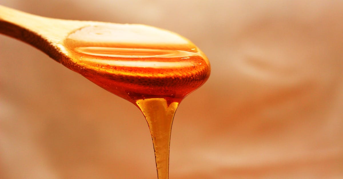 cuillere en bois marron avec du miel