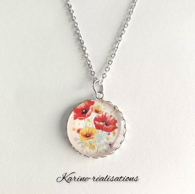 Pendentif coquelicots champêtres – Élégance florale (avec ou sans chaîne).jpg