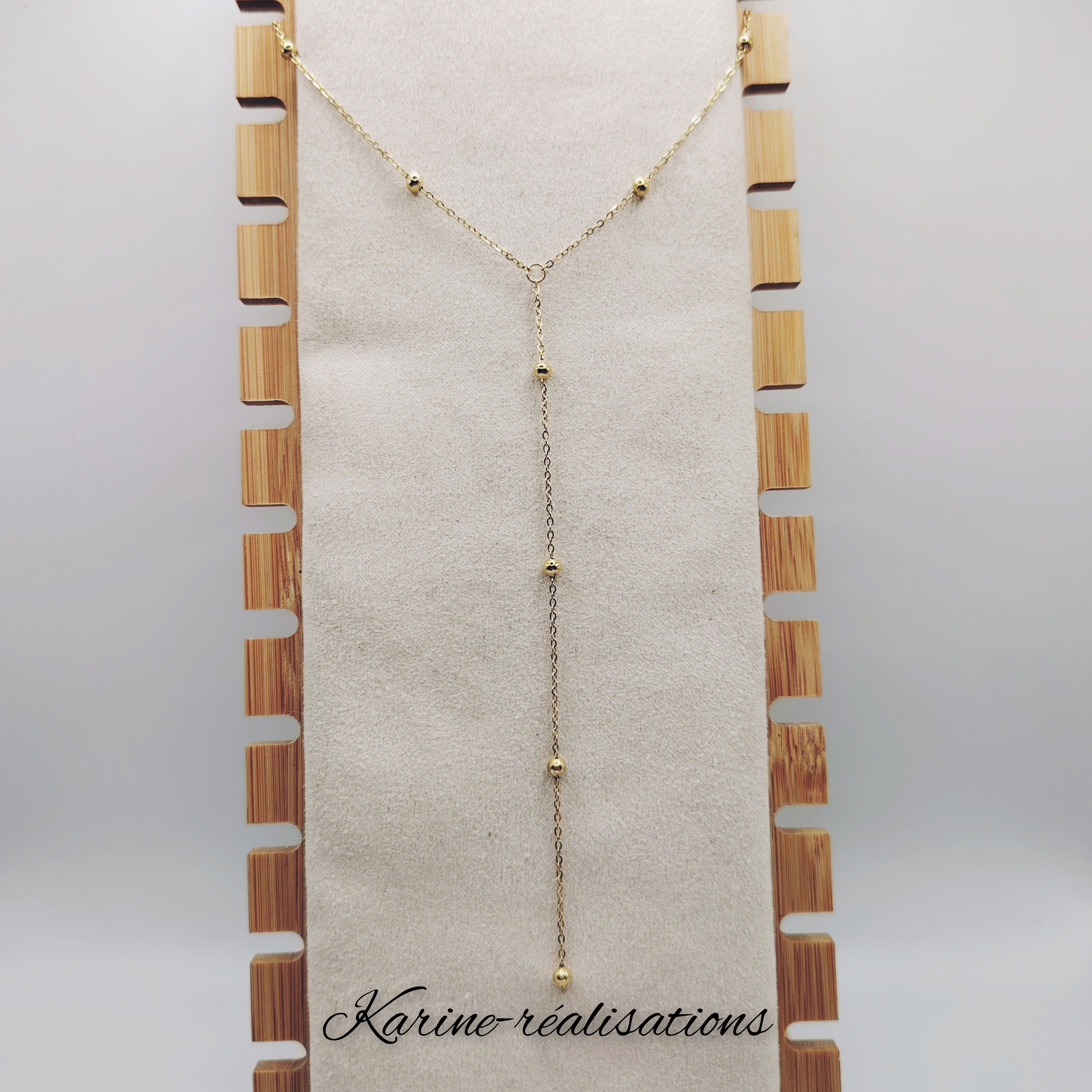 collier-cravate-acier-inoxydable-dore-perles-boules-minimaliste