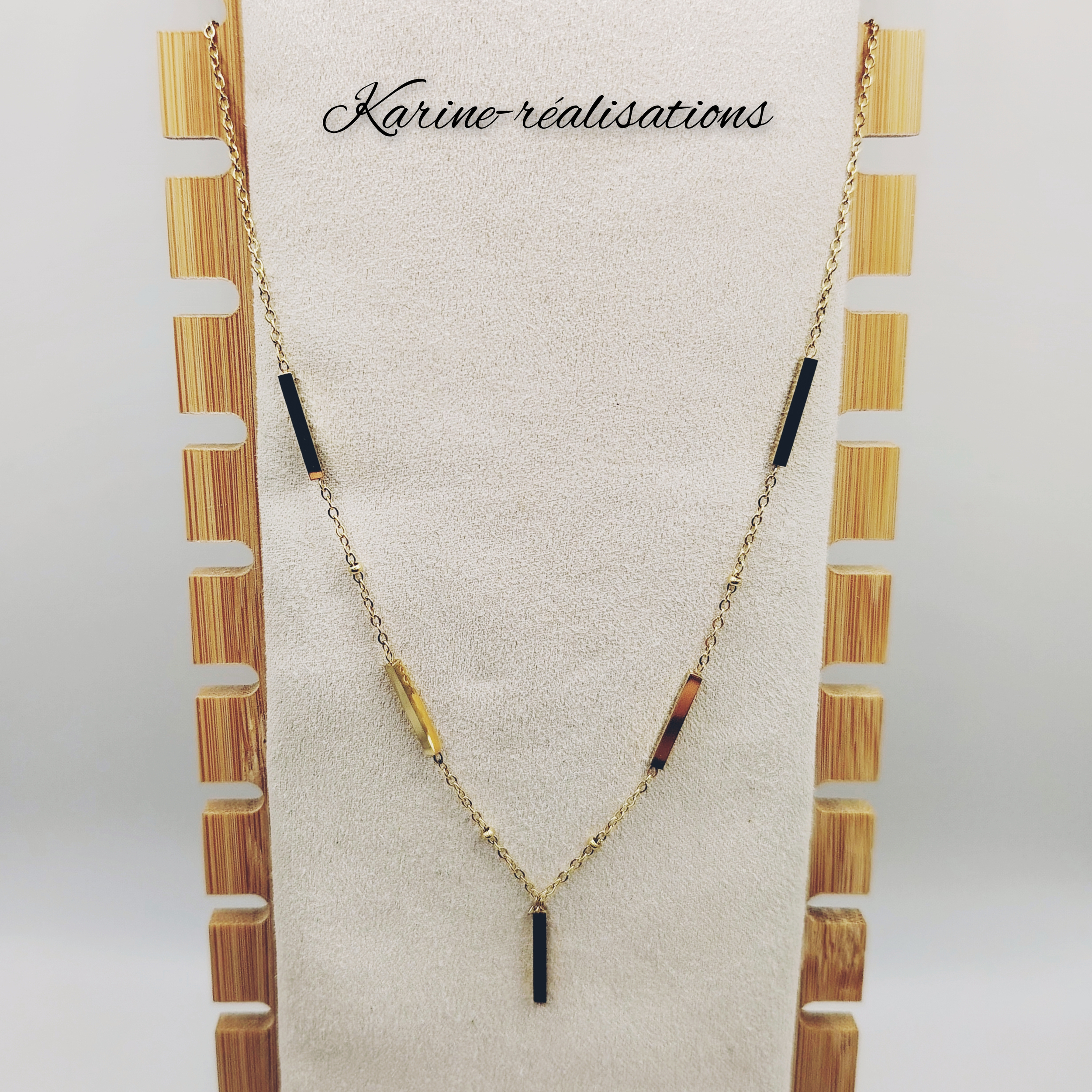 collier-acier-inoxydable-dore-pendentifs-barrettes-rectangles-lisses