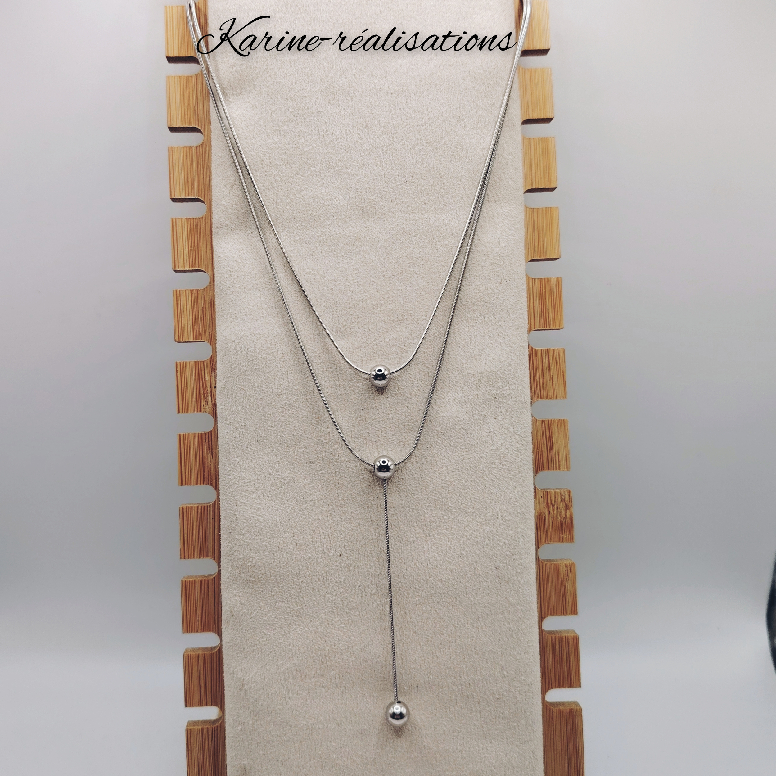 collier-double-rang-acier-inoxydable-argente-mailles-serpent-perles-boules