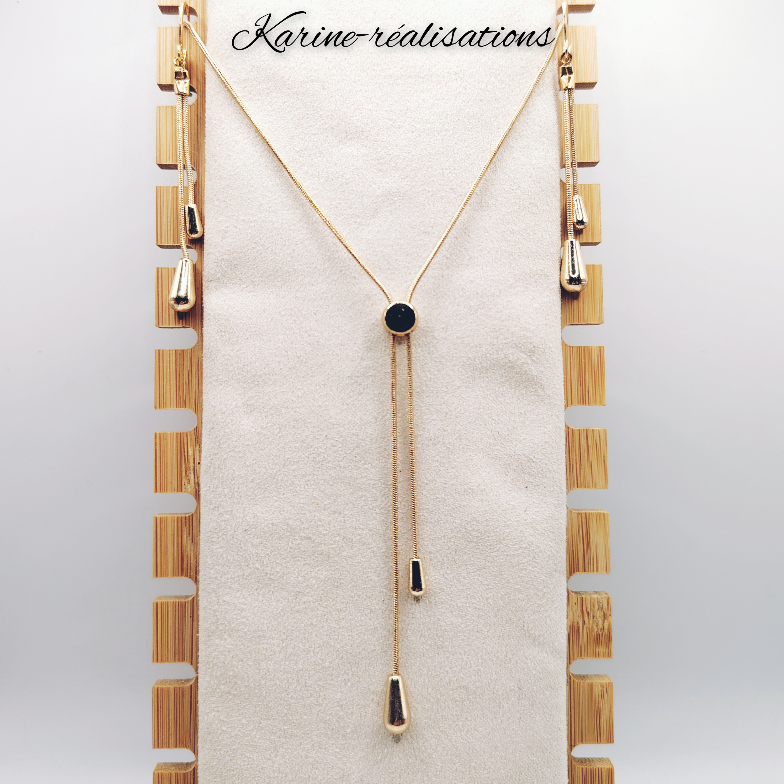 parure-bijoux-collier-cravate-boucles-oreilles-pendantes-dormeuses-plaque-or-18k-gouttes
