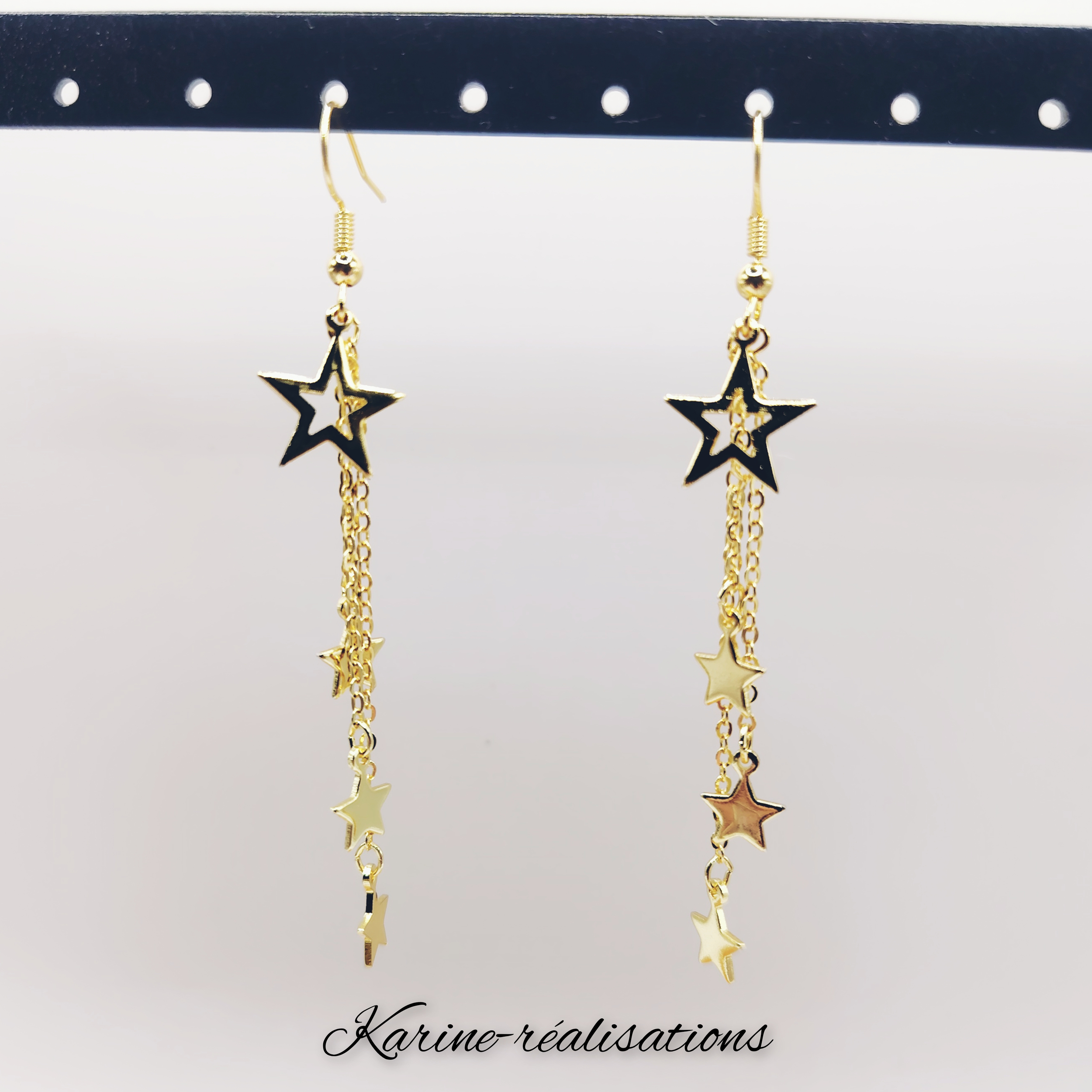 boucles-oreilles-pendantes-etoiles-acier-inoxydable-dore-longues-chainettes