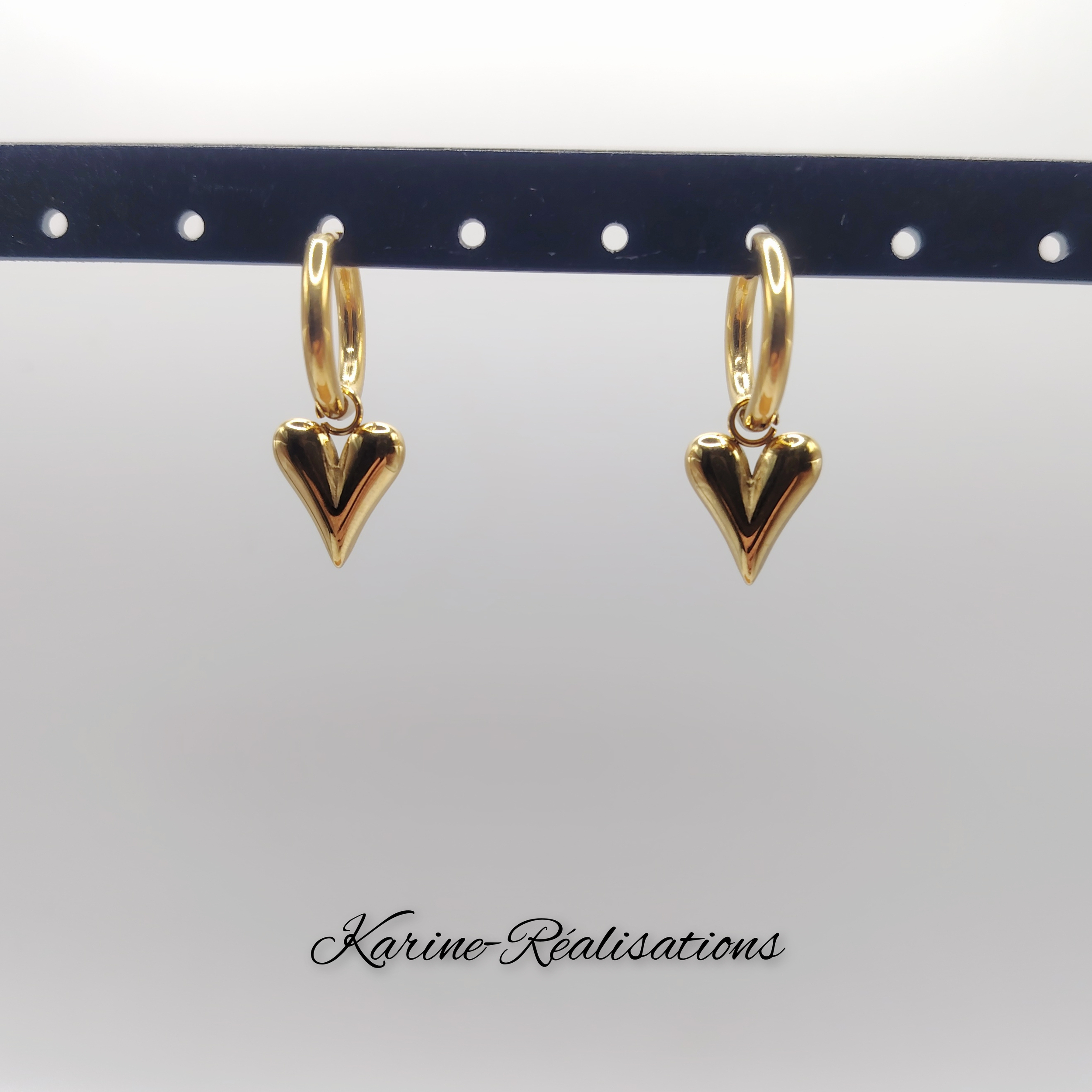 boucles-oreilles-dormeuses-coeur-bombé-acier-inoxydable-304L-plaque-or-18K