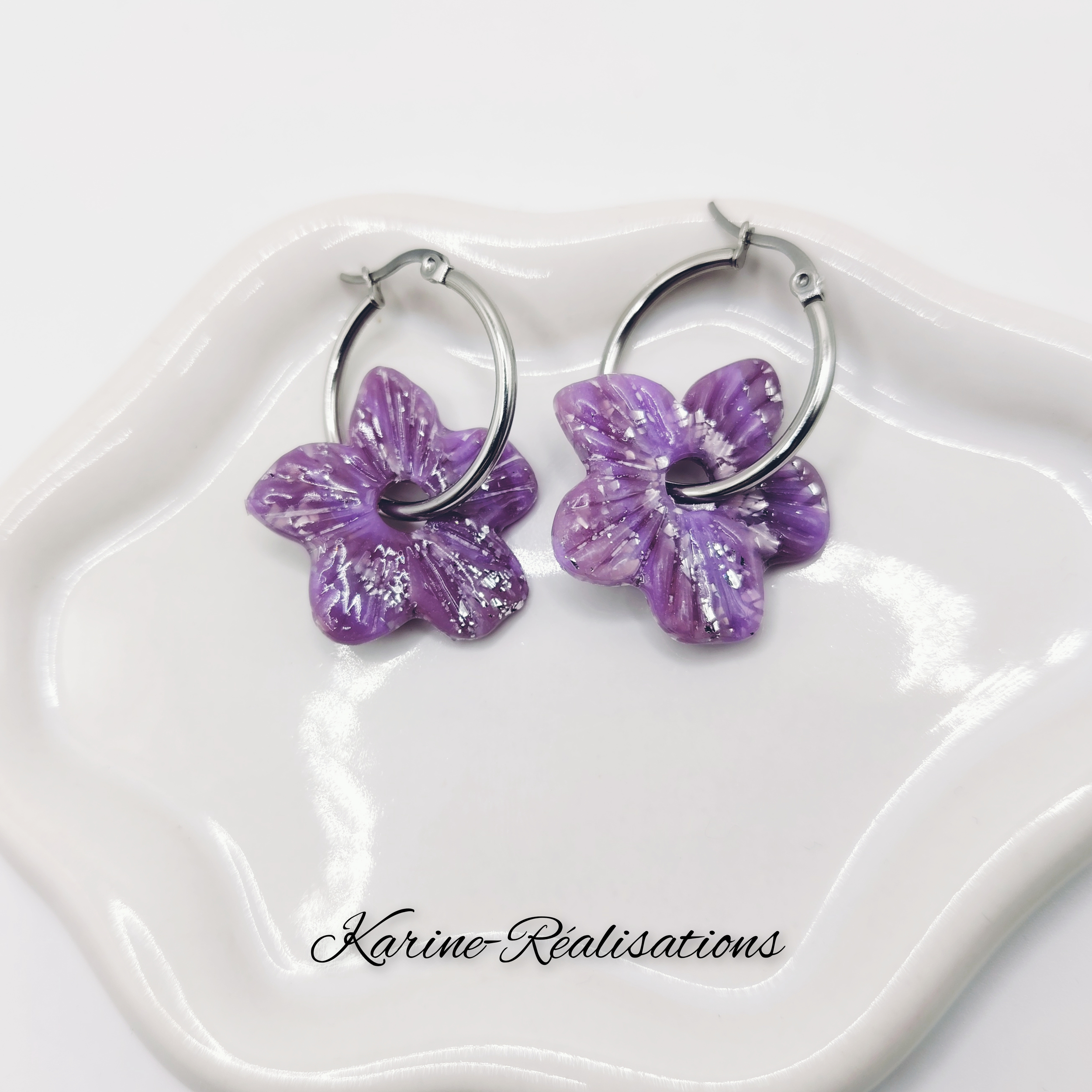 Pampilles Fleurs de Cerisier Violettes – Éclats Argentés2