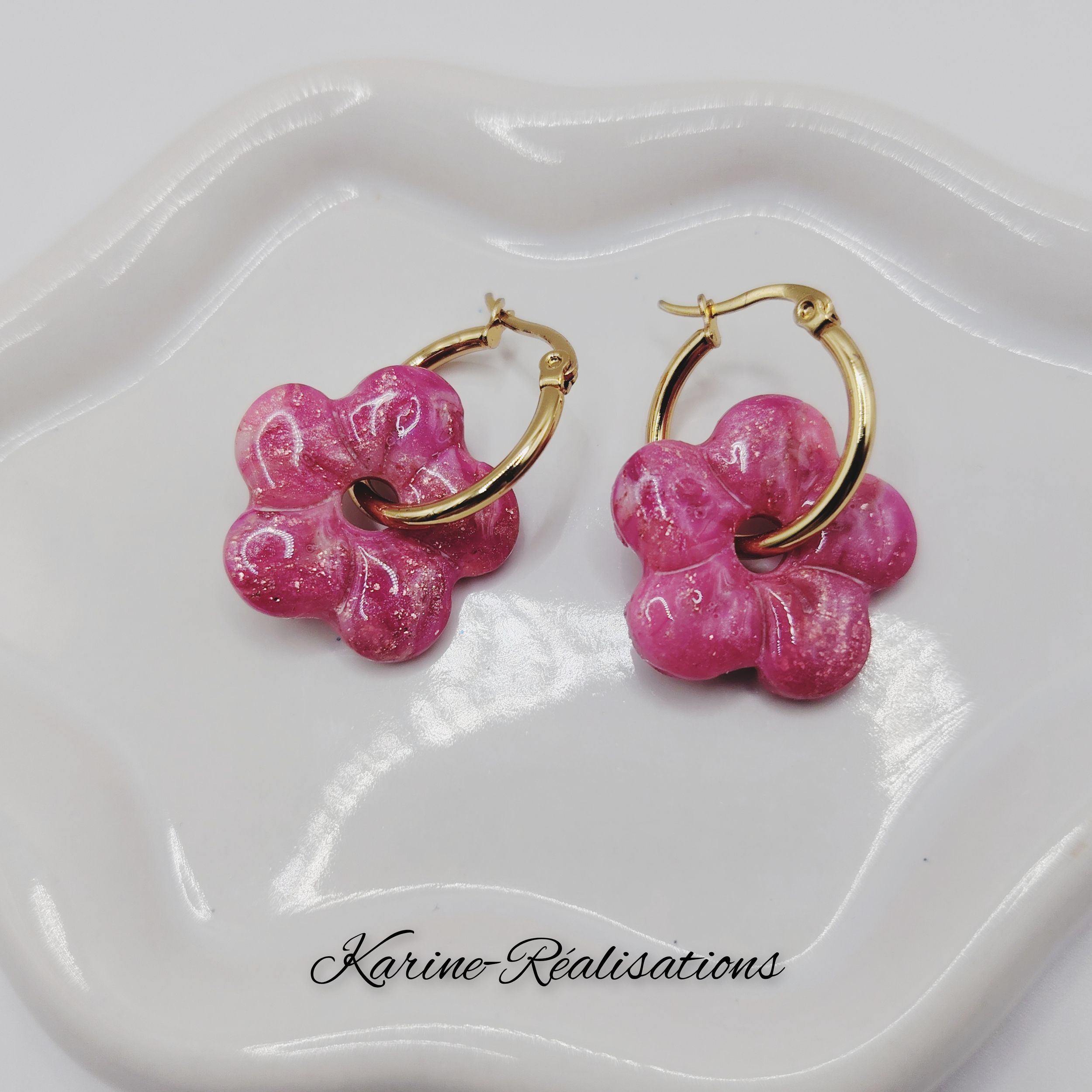 Pampilles Aurore Boréale – Fleurs en Dégradé de Rose et Fuchsia Scintillant2