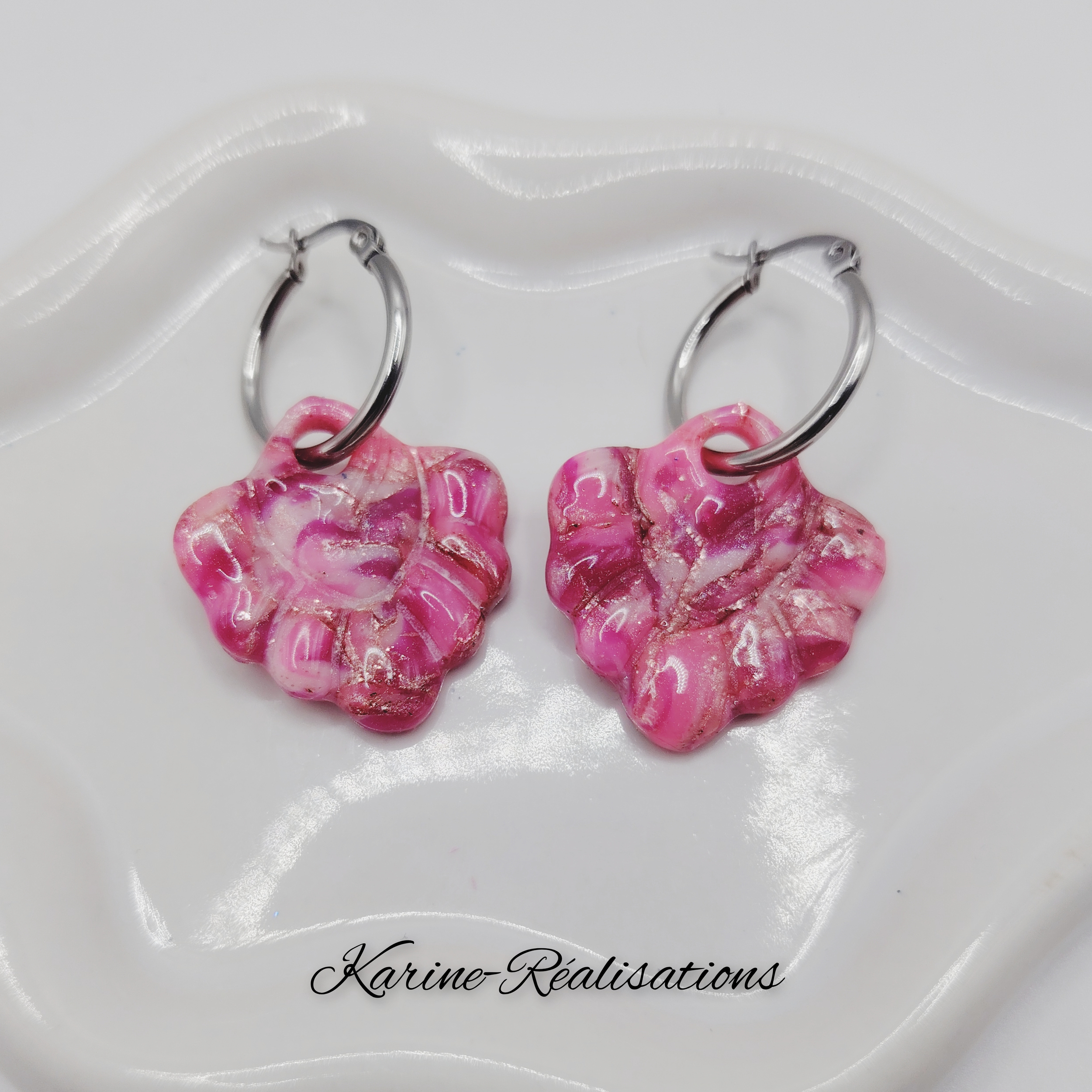 Pampilles Éclat de Framboise – Fleurs Scintillantes Rose et Fuchsia2