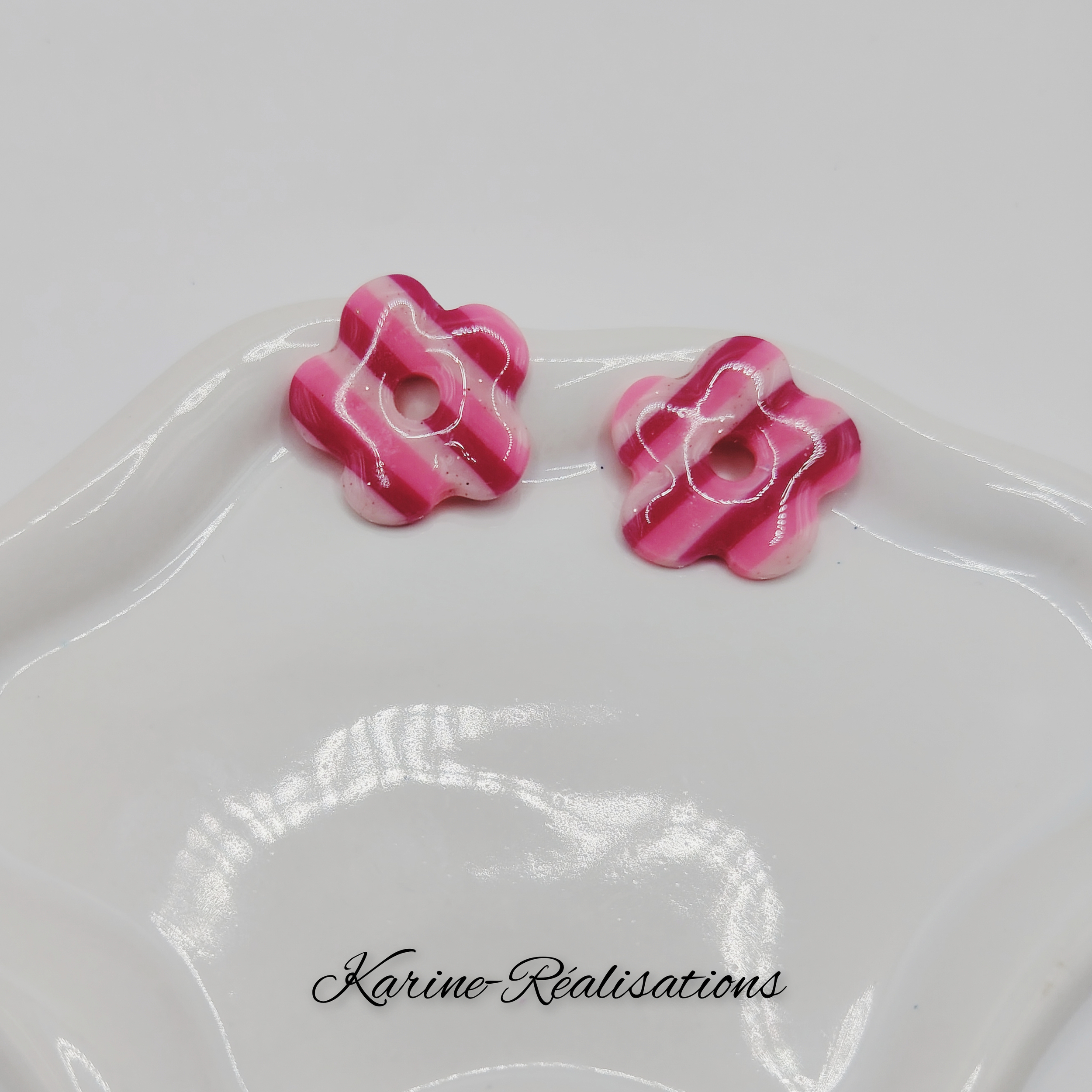 Pampilles Lollipop – Fleurs Rayées Rose Pastel et Fuchsia