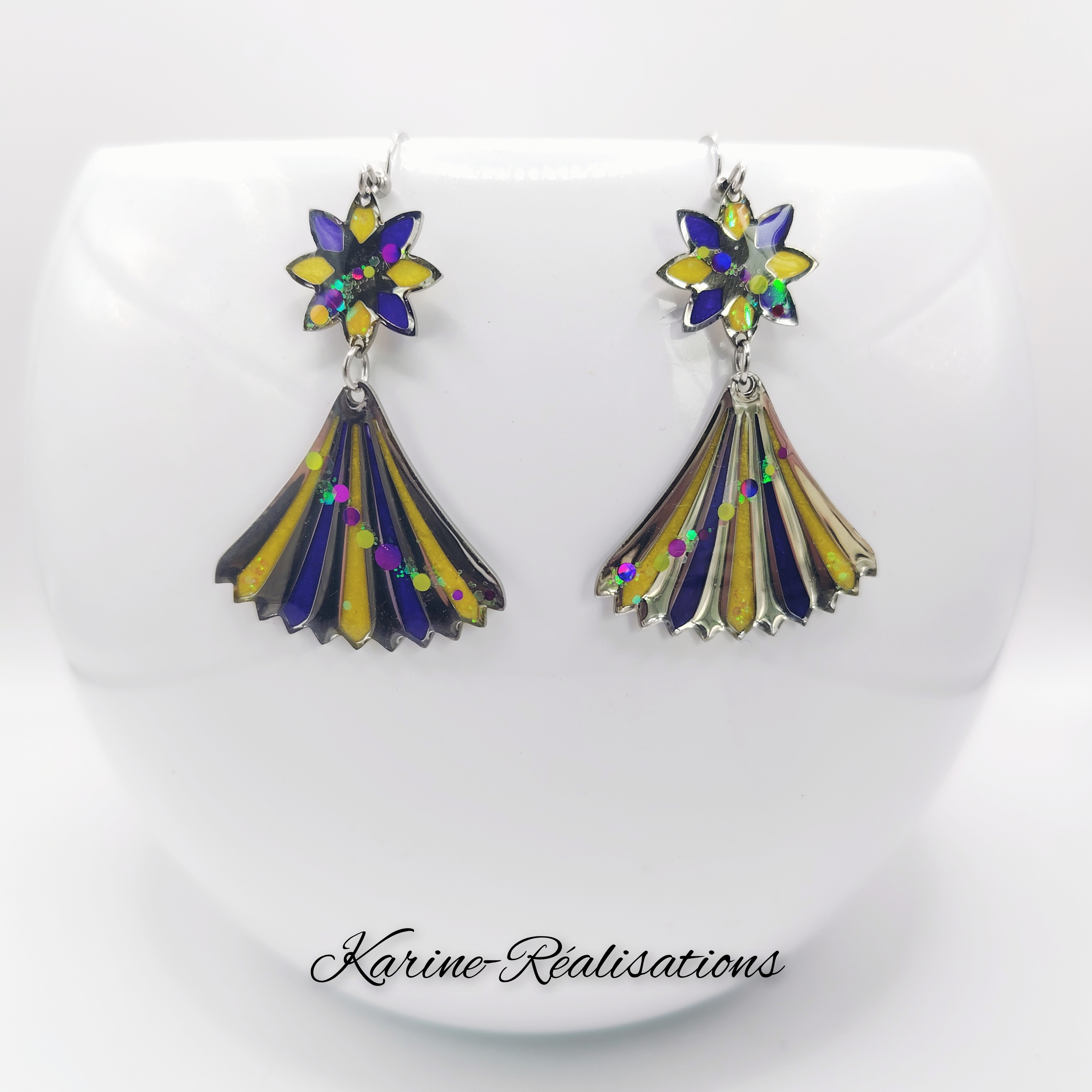 Éventails Art Déco - Jaune &amp; Violet1
