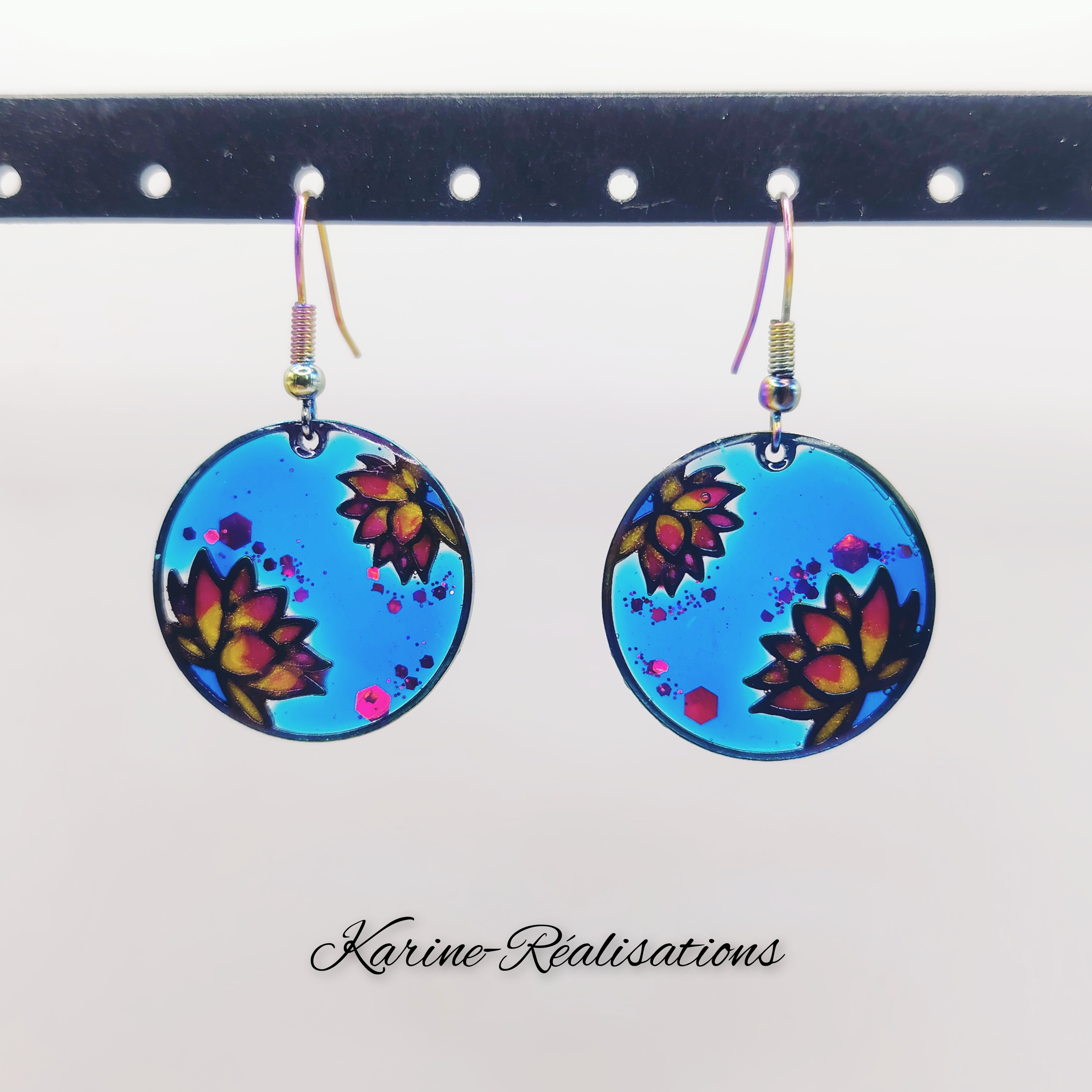 Boucles Médaillons Zen - Lotus du Lagon2