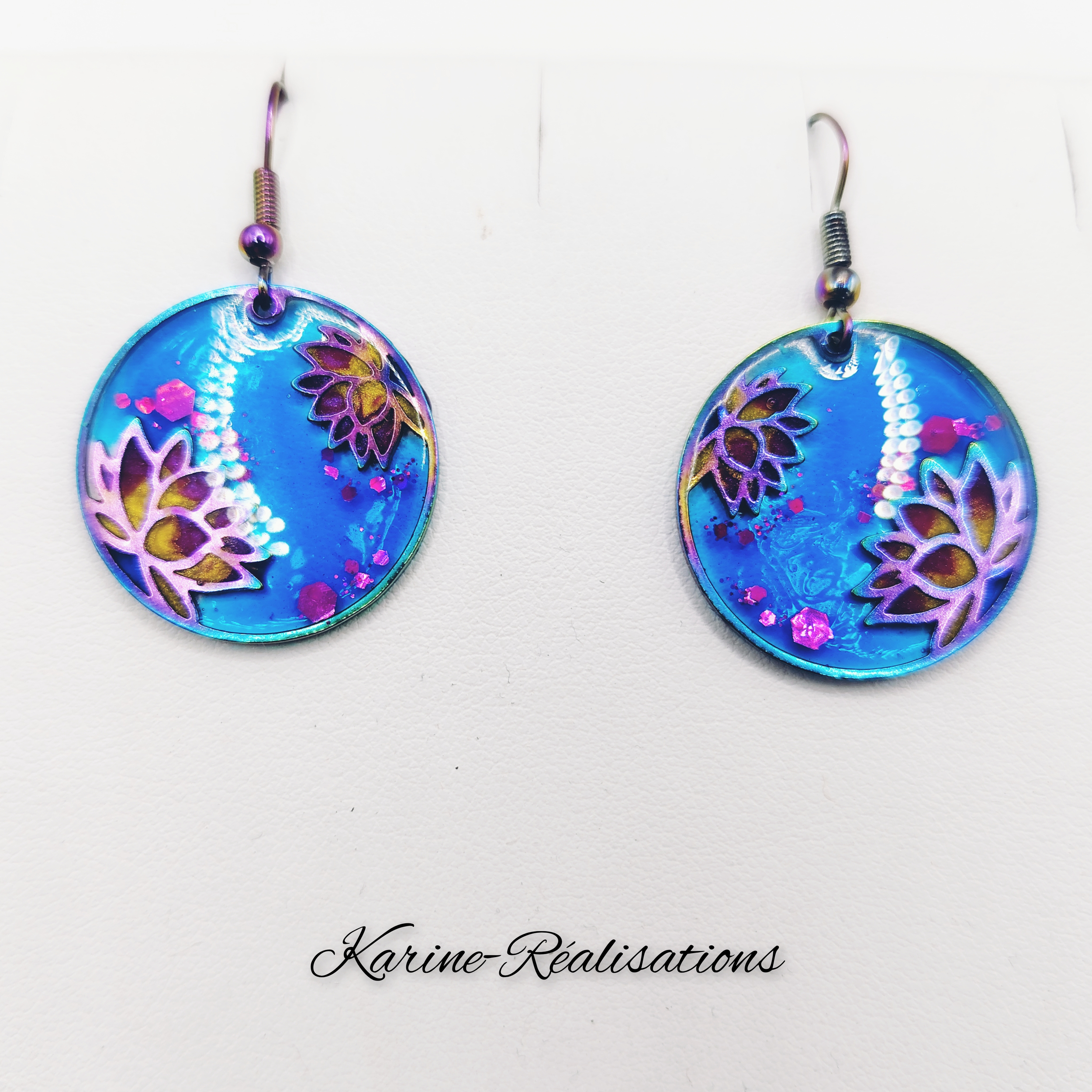 Boucles Médaillons Zen - Lotus du Lagon1