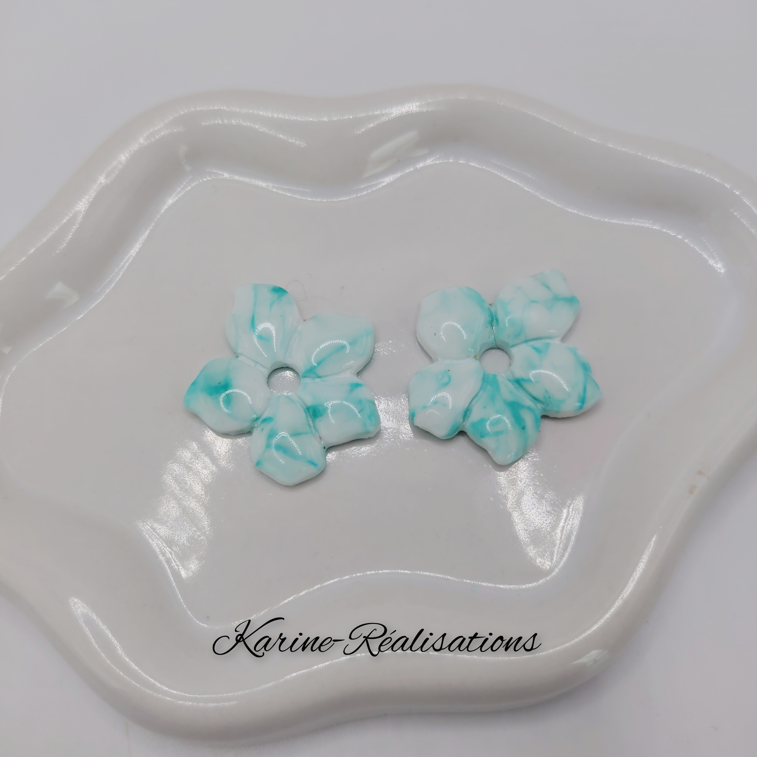 Pampilles Fleurs Tropicales - Marbré Turquoise1