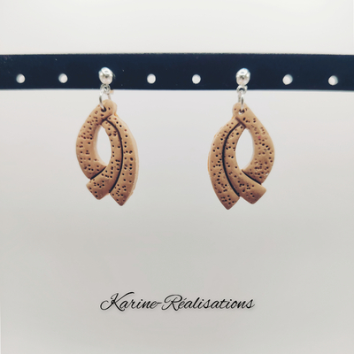 Boucles d'Oreilles Pendantes Écorce – Bijoux résine texturés Nude