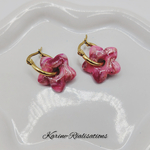 Pampilles Éclat d'Amour – Fleurs Scintillantes Rose Profond et Paillettes