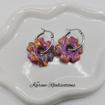 Pampilles Marguerites Stellaires – Rayures Multicolores et Paillettes Fuchsia2