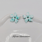 Pampilles Fleurs Marbrées - Turquoise & Blanc