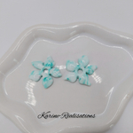 Pampilles Fleurs Marbrées - Turquoise & Blanc1