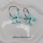 Pampilles Fleurs Marbrées - Turquoise & Blanc2