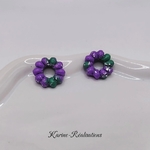 Pampilles boucles doreilles anneaux striés - Pâte polymère violette, verte et feuille dargent2