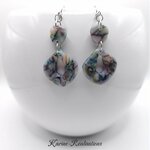 Boucles dOreilles Pendantes Évidées - Effet Mosaïque  Pierre Veinée Multicolore1