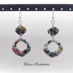 Boucles d'Oreilles Pendantes Losanges Évidés - Effet Mosaïque, Vitrail Multicolore