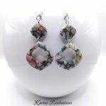 Boucles dOreilles Pendantes Losanges Évidés - Effet Mosaïque, Vitrail Multicolore1