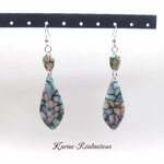 Boucles d'Oreilles Pendantes Longues Gouttes - Effet Mosaïque - Vitrail Multicolore