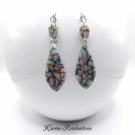 Boucles dOreilles Pendantes Longues Gouttes - Effet Mosaïque - Vitrail Multicolore1