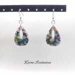 Boucles d'Oreilles Pendantes Gouttes Évidées - Effet Mosaïque - Vitrail Multicolore