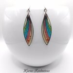 Boucles dOreilles Pendantes Navettes Graphiques - Résine Pastel, Éventail Multicolore & Paillettes1