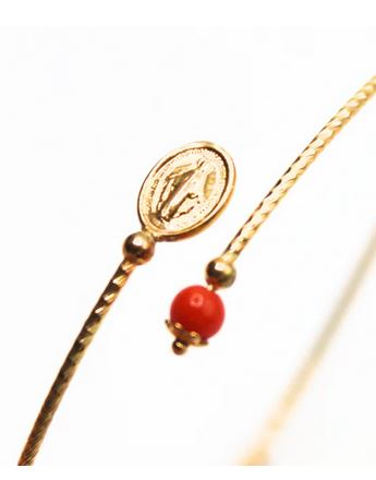 Bracelet Or jonc Corail Rouge Madone