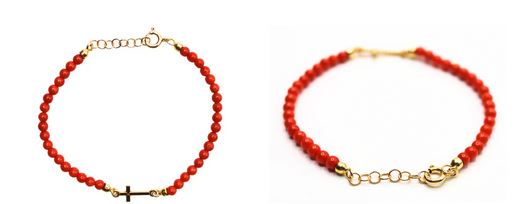 Bracelet Vermeil Corail Perle - Croix-1