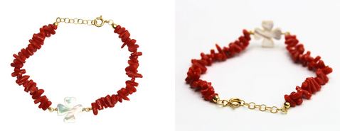 Bracelet Vermeil Corail Cupolino &amp; Trèfle Nacre-1