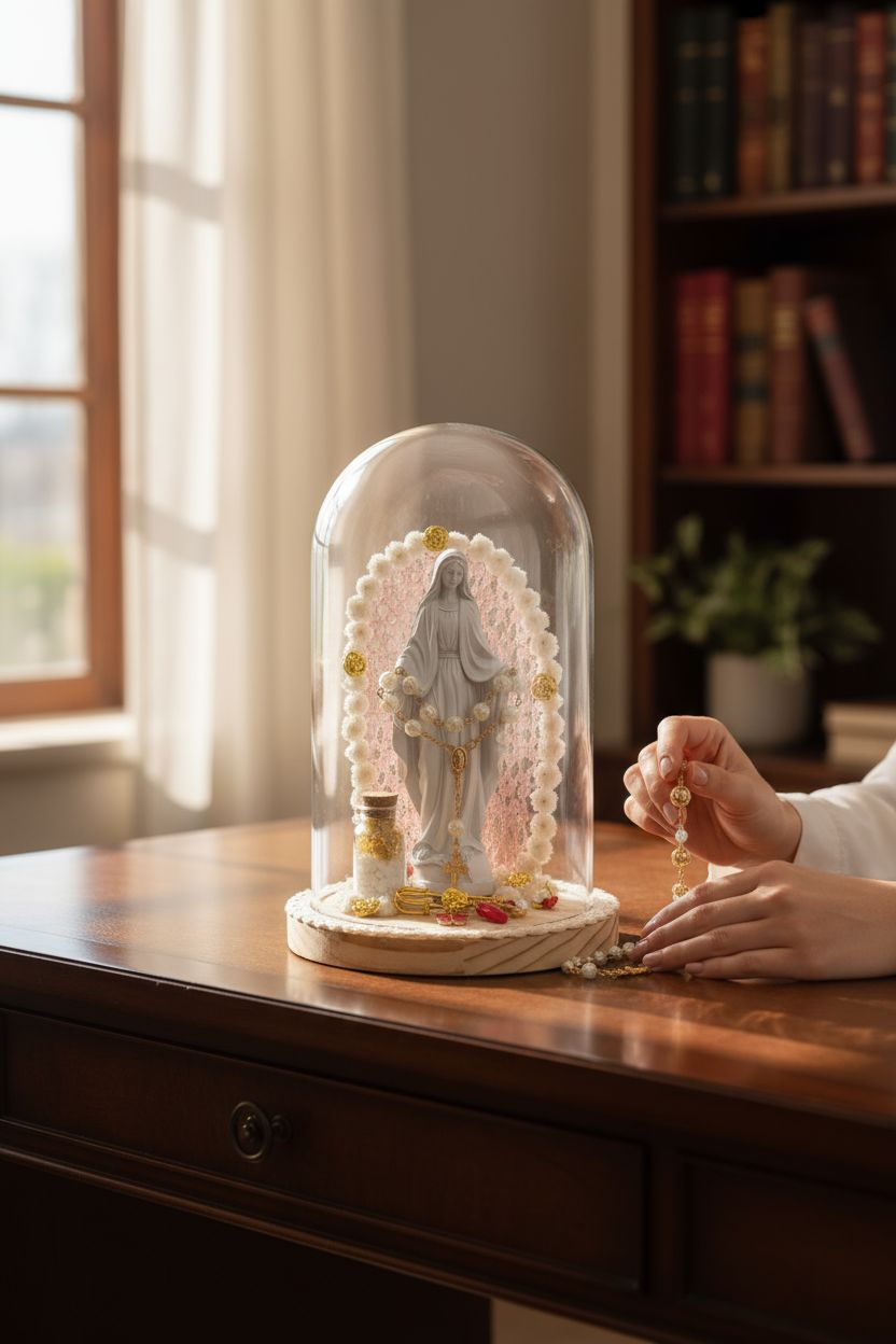 Cloche Madone décorative lumineuse