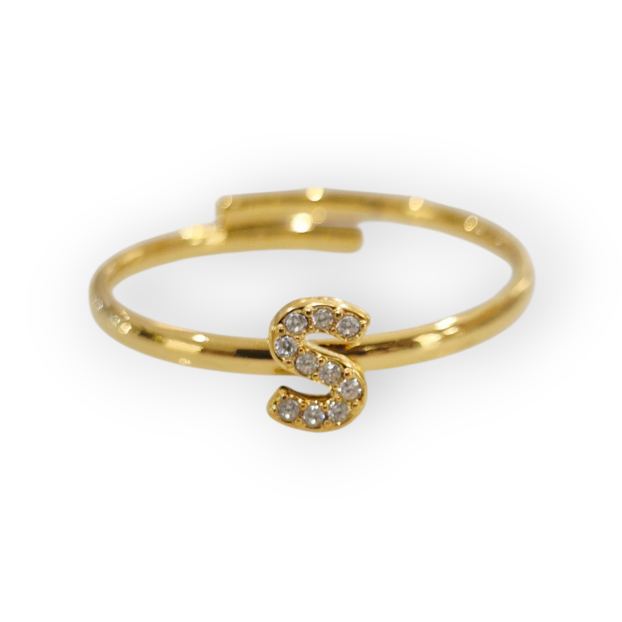 Bague initiale S - acier inoxydable doré