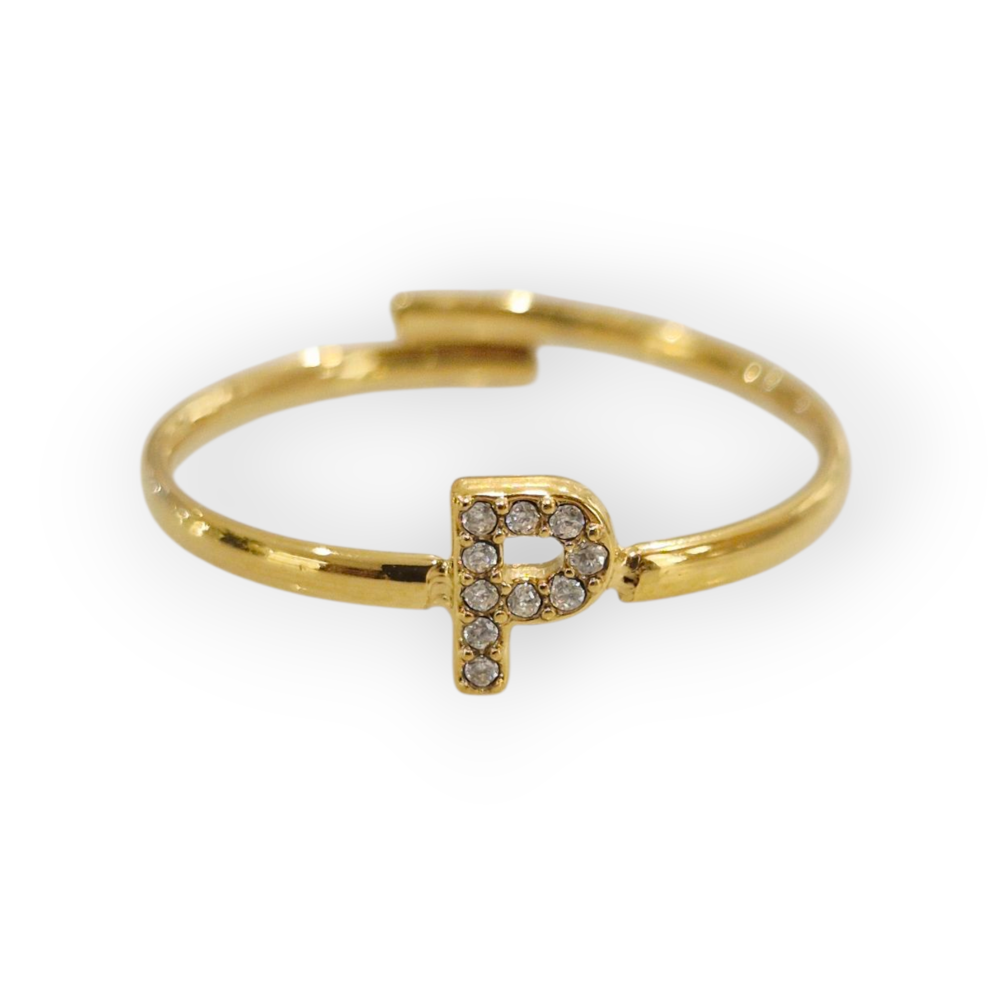 Bague initiale P - acier inoxydable doré