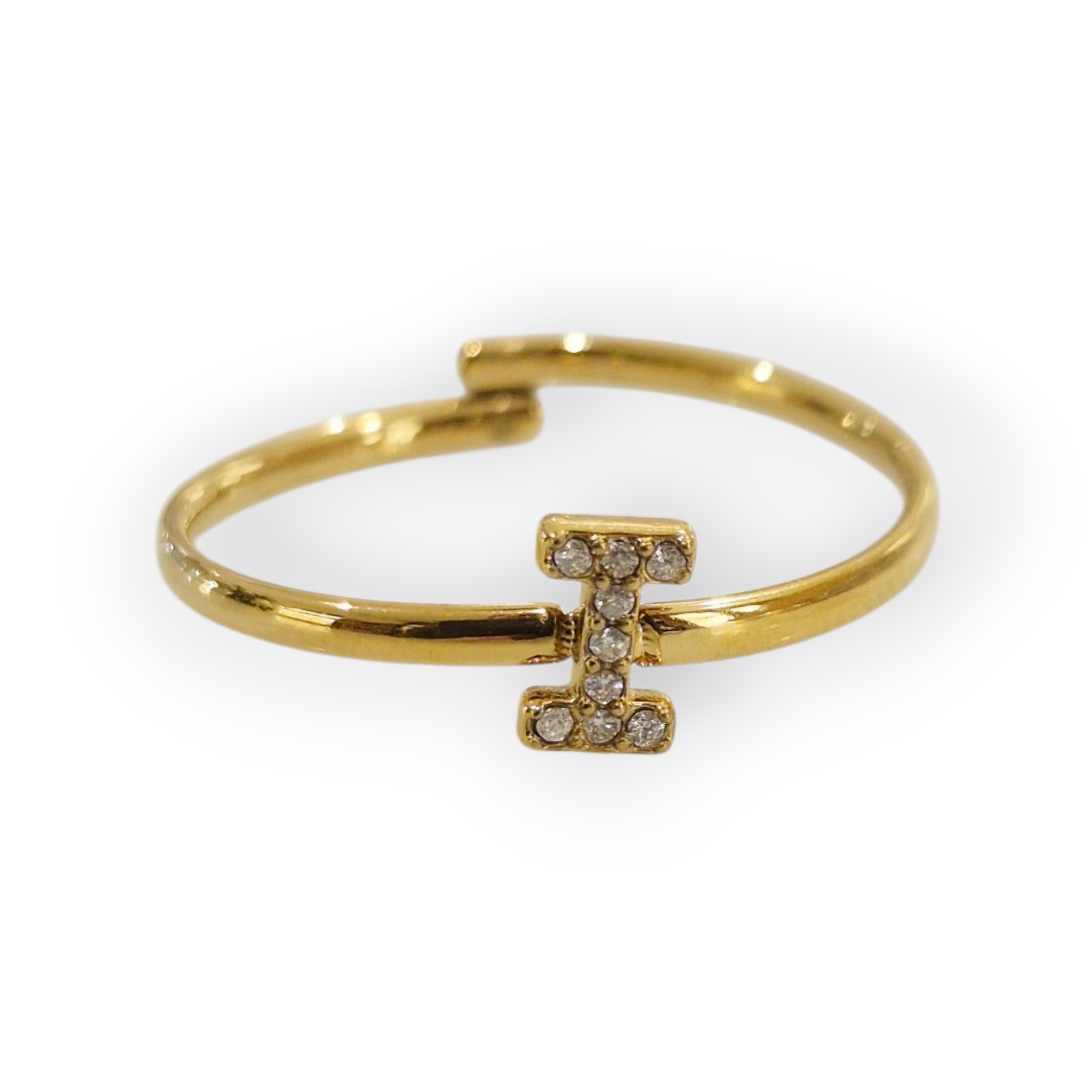 Bague initiale I - acier inoxydable doré