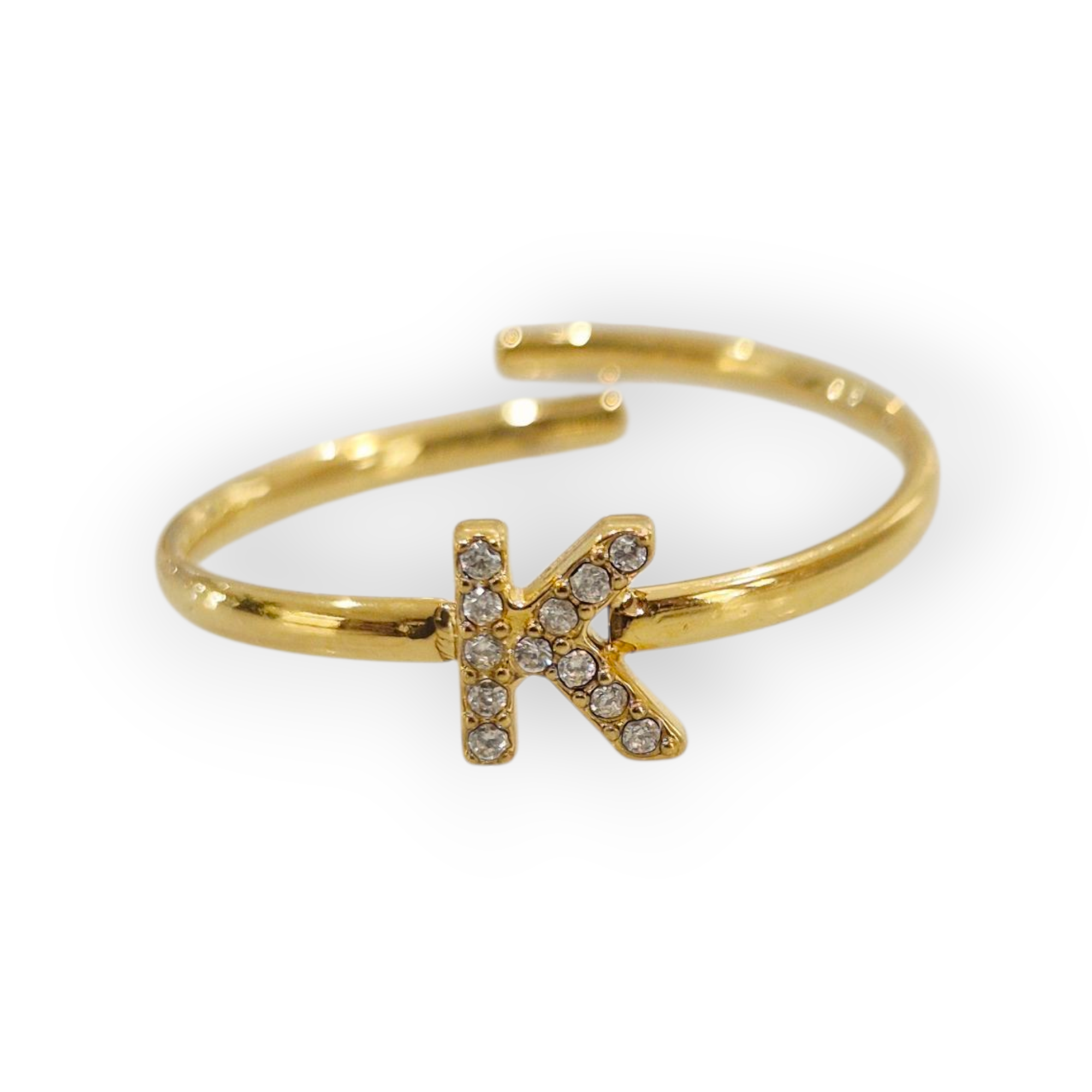 Bague initiale K - acier inoxydable doré