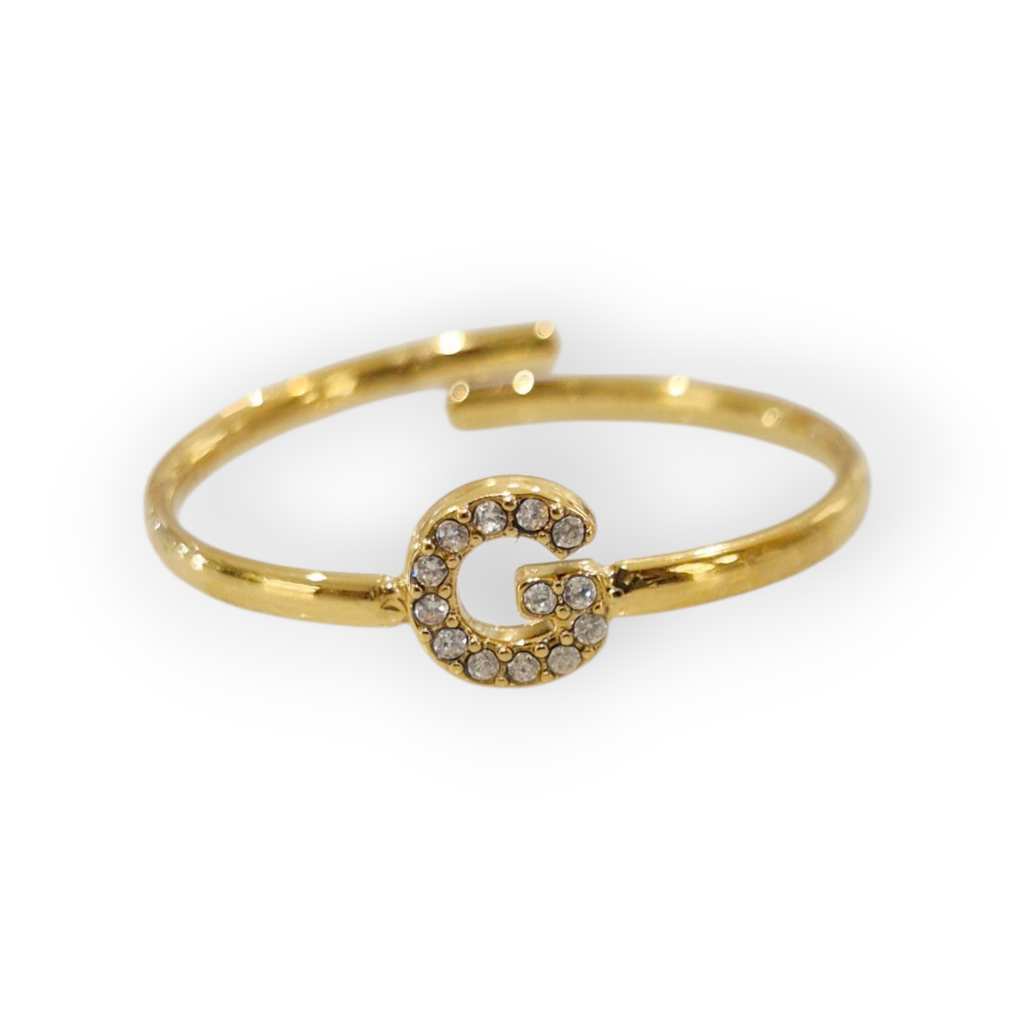 Bague initiale G - acier inoxydable doré