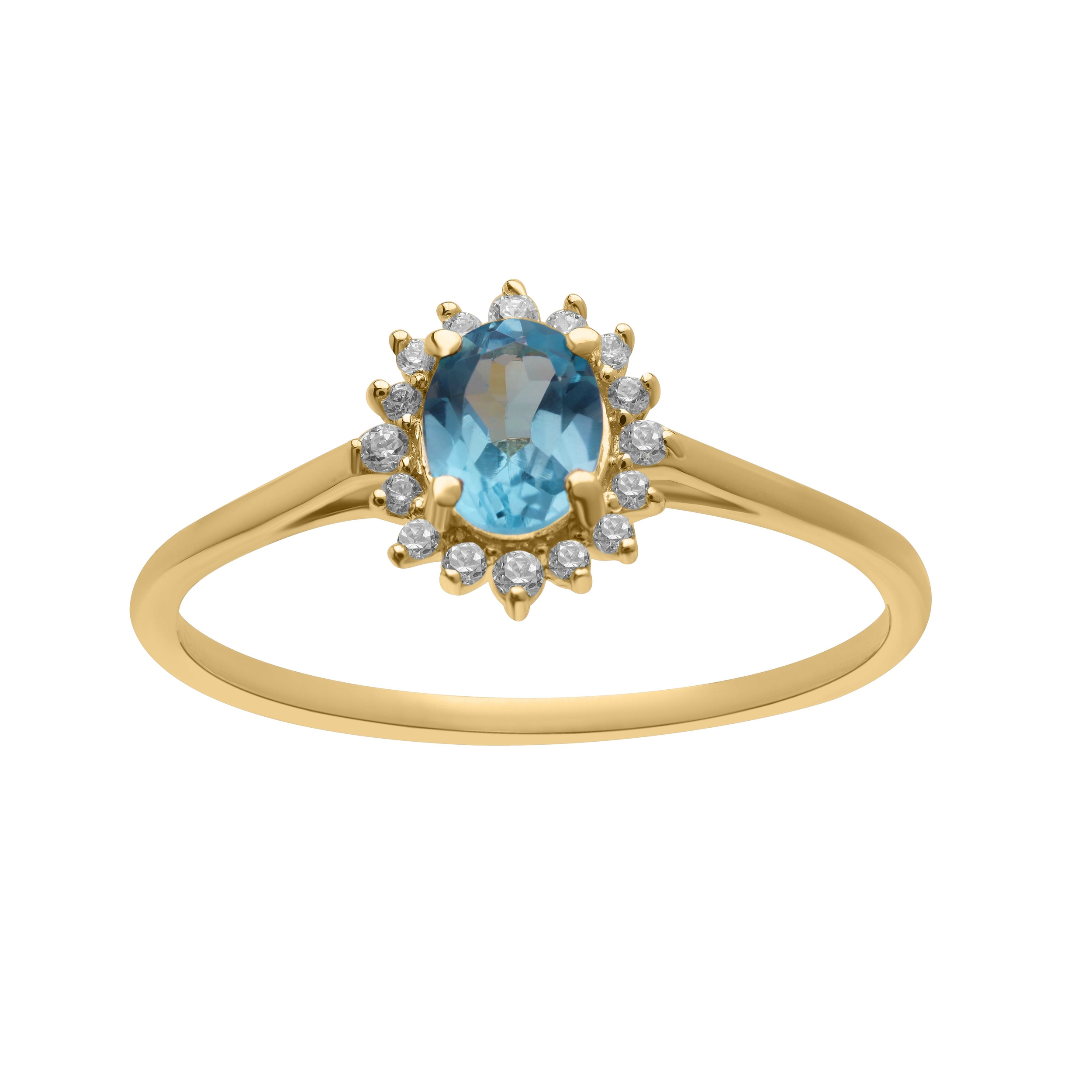 Bague or jaune 375 oxydes plus Topaze
