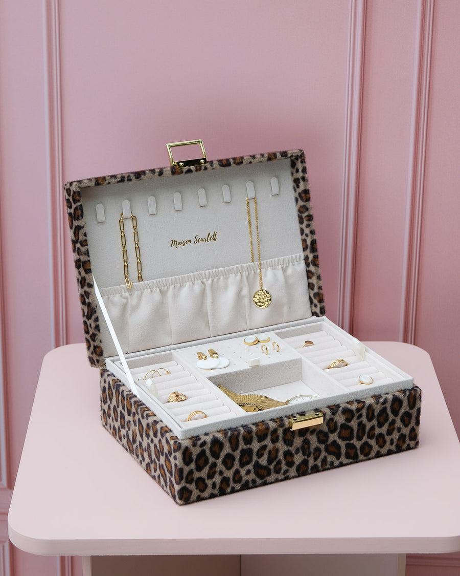Boîte à bijoux léopard femme pour voyage